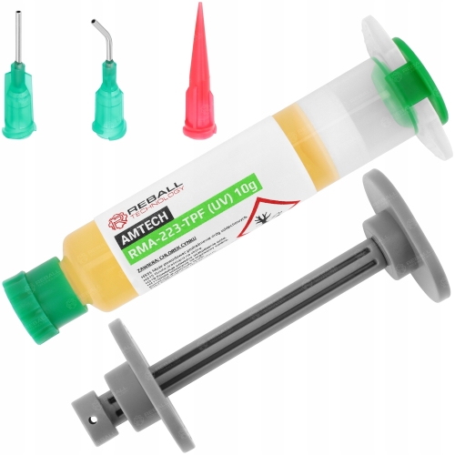 FLUX TOPNIK PASTA SMD BGA AMTECH RMA 223 TFP UV 10g Z IGŁAMI I TŁOCZKIEM