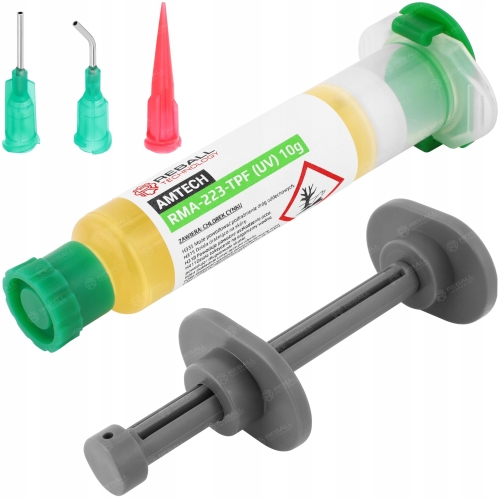 FLUX TOPNIK PASTA SMD BGA AMTECH RMA 223 TFP UV 10g Z IGŁAMI I TŁOCZKIEM