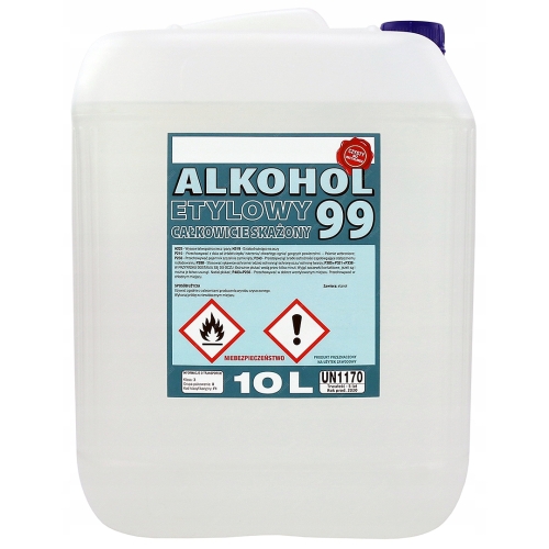 ALKOHOL ETYLOWY 99,9% ETANOL SPIRYTUS ODWODNIONY CAŁKOWICIE SKAŻONY 10L