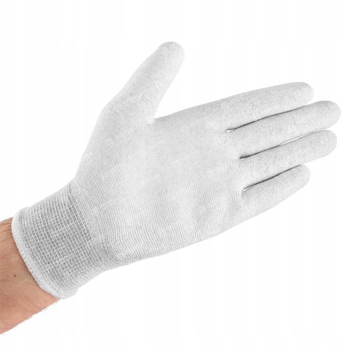 RĘKAWICZKI ROBOCZE OCHRONNE SERWISOWE ESD S KARBON PU DŁOŃ K.BIAŁY