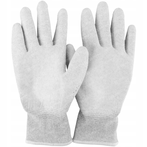 RĘKAWICZKI ROBOCZE OCHRONNE SERWISOWE ESD S KARBON PU DŁOŃ K.BIAŁY
