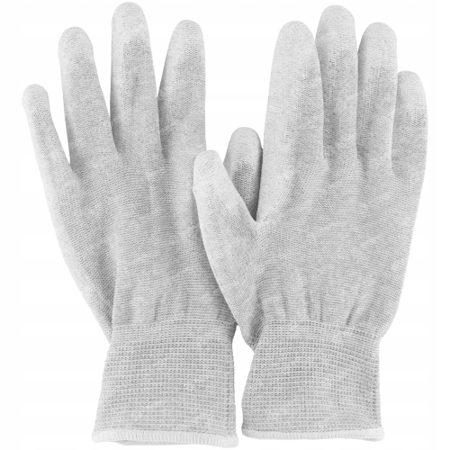 RĘKAWICZKI ROBOCZE OCHRONNE SERWISOWE ESD S KARBON PU DŁOŃ K.BIAŁY