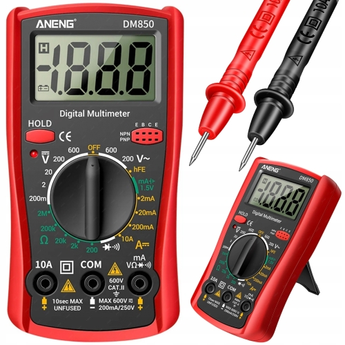 MULTIMETR RĘCZNY MIERNIK PRĄDU NAPIĘCIA ANENG DM850 + TRZECIA RĘKA ZD-11E