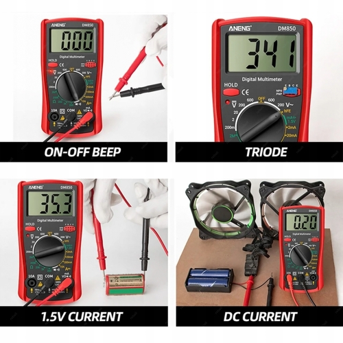 MULTIMETR RĘCZNY MIERNIK PRĄDU NAPIĘCIA ANENG DM850 + TRZECIA RĘKA ZD-11E
