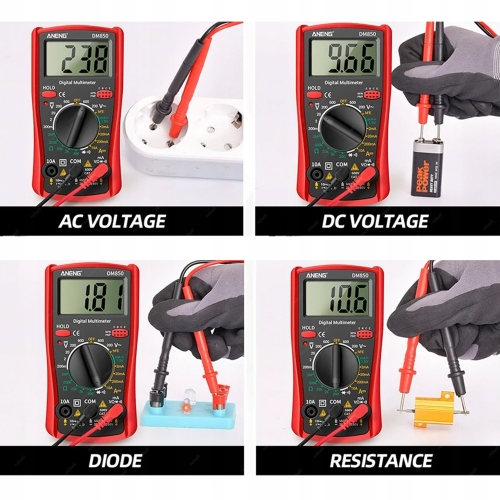 MULTIMETR RĘCZNY MIERNIK PRĄDU NAPIĘCIA ANENG DM850 + TRZECIA RĘKA ZD-11E