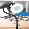PIERŚCIENIOWA LAMPA LED Z LUPĄ DUŻĄ 12cm 3X LAMPKA BIURKOWA WARSZTATOWA 15W