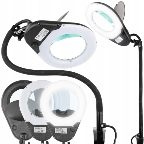 PIERŚCIENIOWA LAMPA LED Z LUPĄ DUŻĄ 12cm 3X LAMPKA BIURKOWA WARSZTATOWA 15W