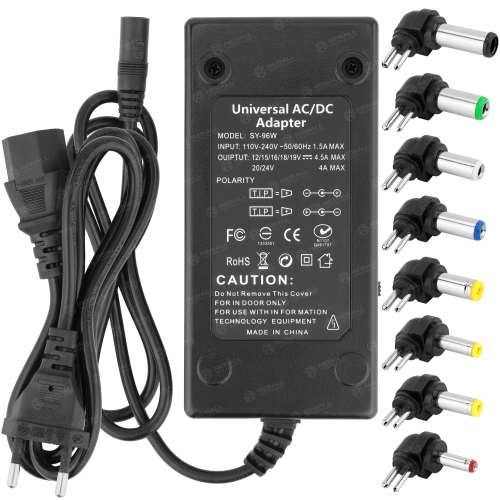 ZASILACZ UNIWERSALNY 96W 12 15 16 18 19 20 24V IMPULSOWY SIECIOWY KOŃCÓWKI