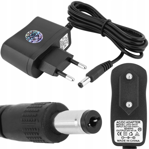ZASILACZ 9V 1A 1000mA 9W IMPULSOWY DC SIECIOWY UNIWERSALNY REBALL 2.1/5.5mm