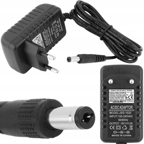 ZASILACZ 15V 2A 30W IMPULSOWY DC SIECIOWY UNIWERSALNY REBALL 2.1/5.5mm
