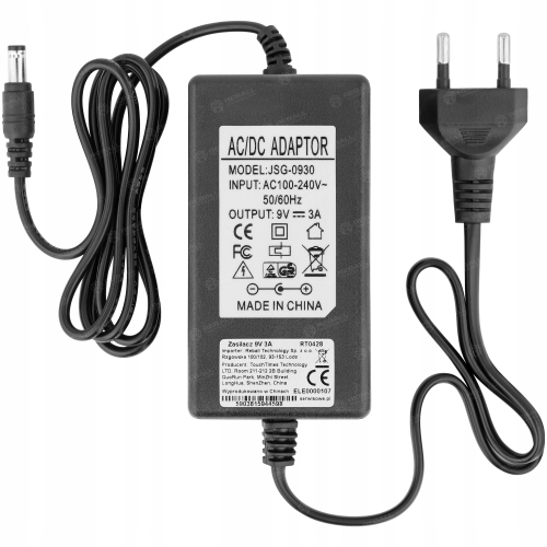 ZASILACZ 9V 3A 27W IMPULSOWY DC SIECIOWY UNIWERSALNY REBALL 2.1/5.5mm