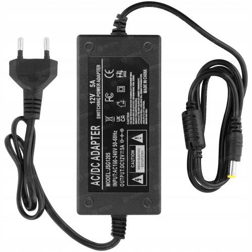 ZASILACZ 12V 5A 60W IMPULSOWY DC SIECIOWY UNIWERSALNY REBALL 2.1/5.5mm