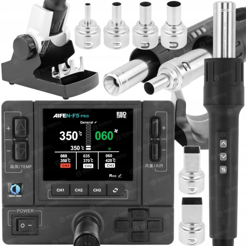 STACJA LUTOWNICZA HOT AIR GORĄCE POWIETRZE AIFEN F5 PRO 1000W + 4 DYSZE