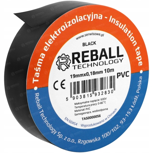10X MOCNA TAŚMA IZOLACYJNA CZARNA ELEKTRYCZNA GRUBA 0,18MM REBALL 19MM 10M