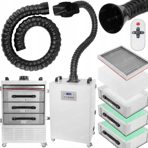 PRZEMYSŁOWY POCHŁANIACZ OPARÓW DYMU PYŁU ISKIER REBALL RT750 350W 9 FILTRÓW