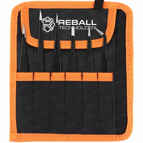 ZESTAW 6x PĘSETA PRECYZYJNA PINCETA METALOWA PENSETA DO BRWI RZĘS ESD ETUI