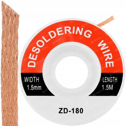 ZESTAW 5SZT MIEDZIANA PLECIONKA 1,0/1,5/2,0/2,5/3,0mm DO CYNY ZD-180