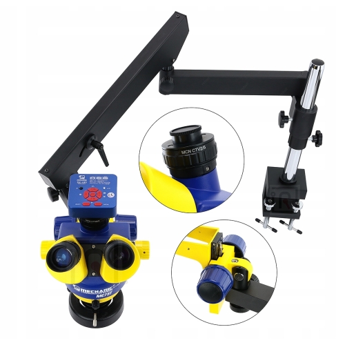 MIKROSKOP STEREOSKOP TRINOKULAR MC75T-M1 KAMERA 2.7K MINIONEK 90x DO STOŁU
