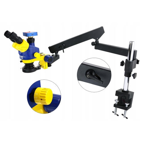 MIKROSKOP STEREOSKOP TRINOKULAR MC75T-M1 KAMERA 2.7K MINIONEK 90x DO STOŁU