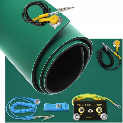 MATA ESD ANTYSTATYCZNA OCHRONNA ZIELONA MAT 600x500 OPASKA PRZEWÓD KLIPS