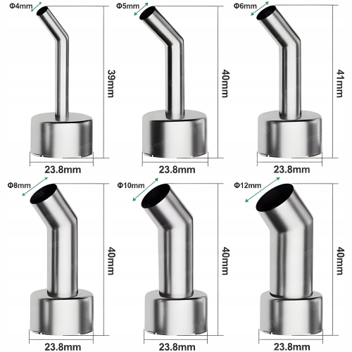 DYSZE HOT AIR 6x ZAGIĘTA KĄTOWA DO STACJI GORĄCE POWIETRZE RELIFE 858