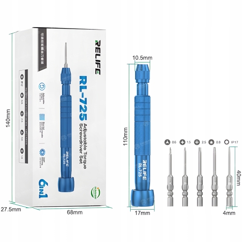 WKRĘTAK DYNAMOMETRYCZNY RELIFE RL-725 REGULOWANA SIŁA PENTALOBE 5x BITY