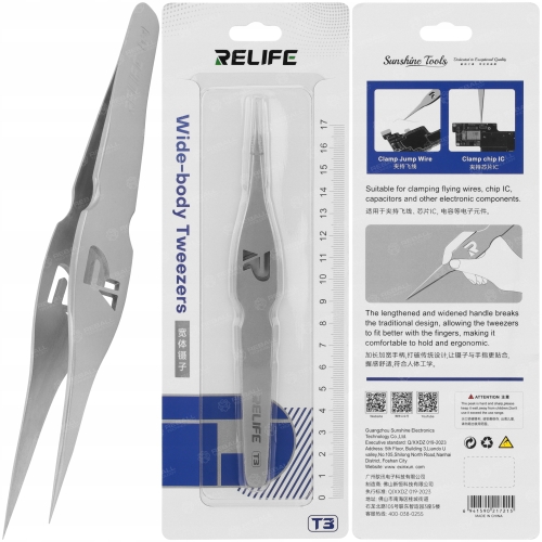 SZEROKA PRECYZYJNA PINCETA PĘSETA PENSETA RELIFE T3 SERWISOWA