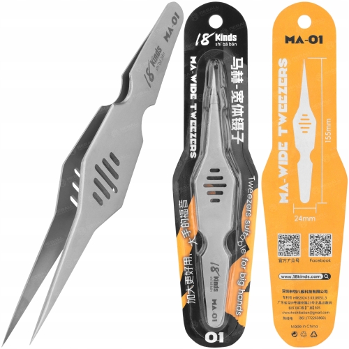 SZEROKA PRECYZYJNA PINCETA PĘSETA PENSETA 18KINDS MA-01 SERWISOWA