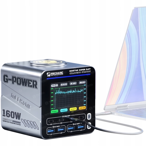 SZYBKA UNIWERSALNA ŁADOWARKA USB MECHANIC G-POWER 160W 8 PORTÓW + WIRELESS