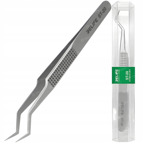 PRECYZYJNA PINCETA METALOWA PĘSETA PENSETA ZAGIĘTA RELIFE ST-20 CHWYTANIA