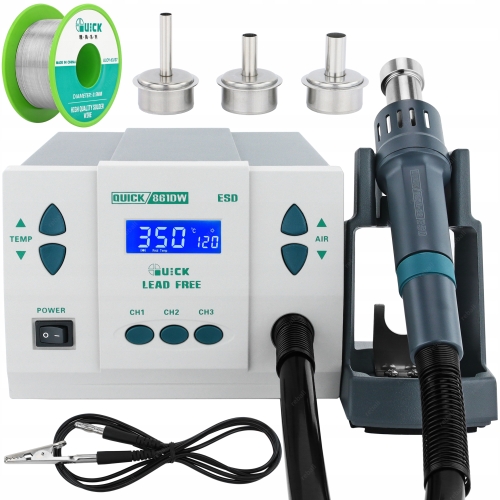 ZESTAW STACJA LUTOWNICZA HOT AIR QUICK 861DW 1000W +CYNA QUICK 18g SPAWARKA