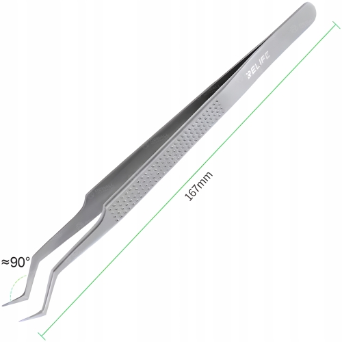 PRECYZYJNA METALOWA PINCETA PĘSETA PENSETA ZAGIĘTA RELIFE ST-20L CHWYTANIA