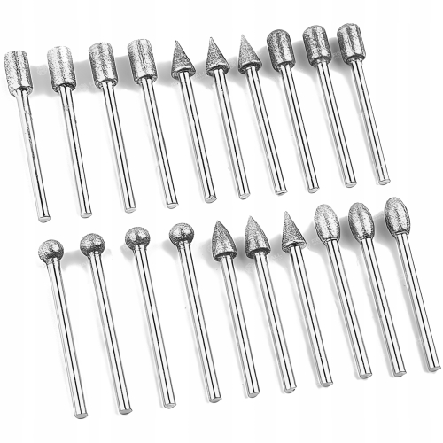 ZESTAW AKCESORIA DO MINI SZLIFIERKI KOŃCÓWKI DIAMENTOWE FREZY ETUI 20szt