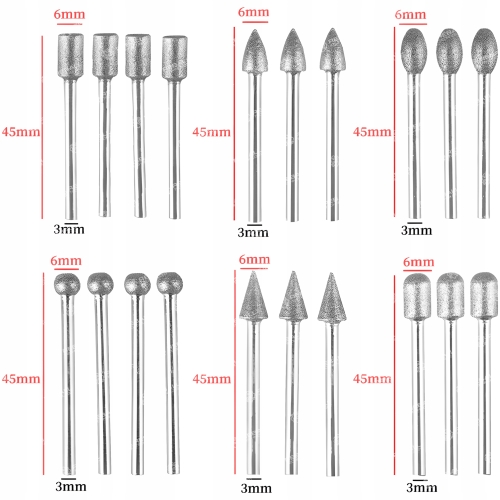 ZESTAW AKCESORIA DO MINI SZLIFIERKI KOŃCÓWKI DIAMENTOWE FREZY ETUI 20szt