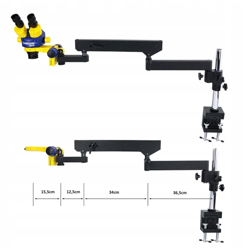 ZESTAW MIKROSKOP STEREOSKOPOWY TRIOKULAROWY MC75T-M1 90x PRZEGUB 9kg KAM 4K