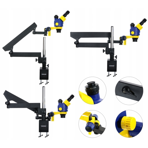 ZESTAW MIKROSKOP STEREOSKOPOWY TRIOKULAROWY MC75T-M1 90x PRZEGUB 9kg KAM 4K