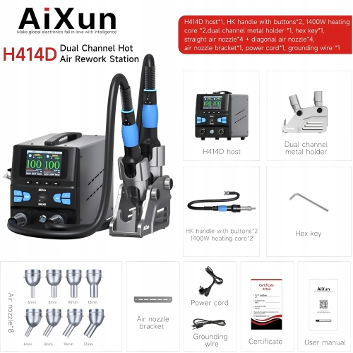 DWUKANAŁOWA STACJA LUTOWNICZA HOT AIR SPAWARKA PLSTIKU AIXUN H414D 2x14000W