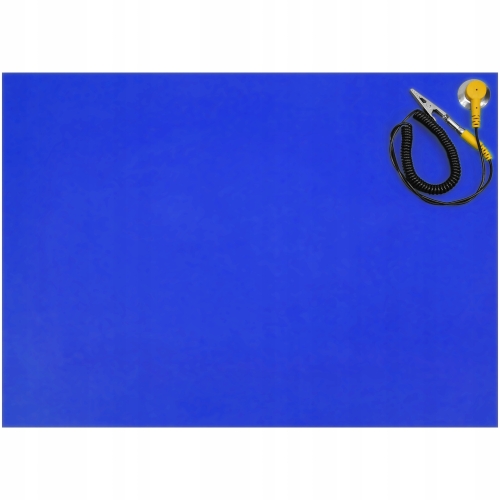 MATA ANTYSTATYCZNA ESD SERWISOWA 1200x1000 2mm NIEBIESKA GŁADKA PRZEWÓD ESD
