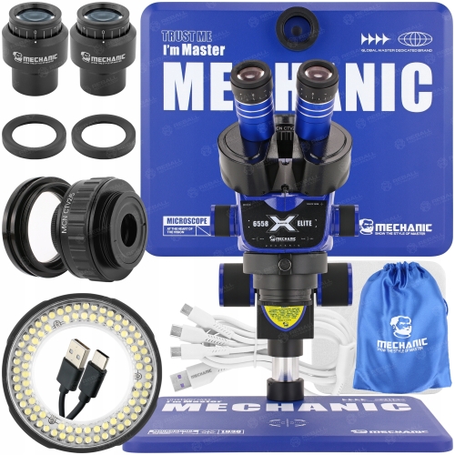 MIKROSKOP STEREOSKOPOWY TRINOKULAROWY MECHANIC 6558 ELITE-B11 6.5-58x
