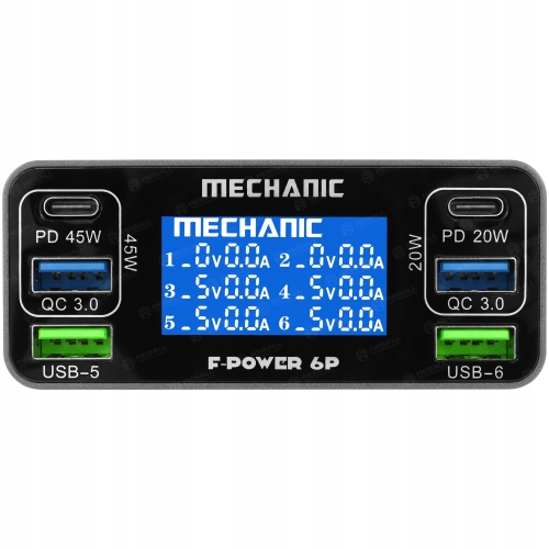SZYBKA ŁADOWARKA MECHANIC F-POWER 87W QUICK CHARGE 3.0 PD 4xUSB-A 2xUSB-C