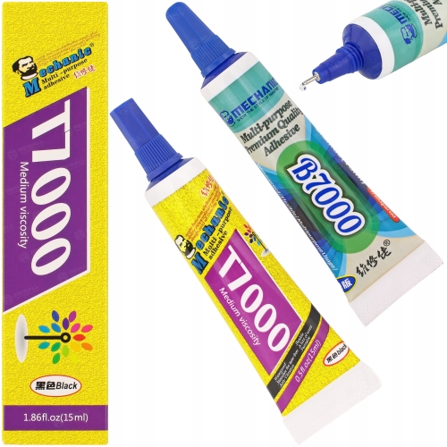 KLEJ MONTAŻOWY T7000 UNIWERSALNY KOLOR CZARNY 15ml + DRUGI B-7000 PREMIUM