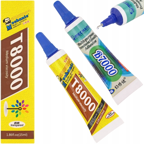 KLEJ MONTAŻOWY T8000 UNIWERSALNY TRANSPARENTNY 15ml + DRUGI B7000 PREMIUM