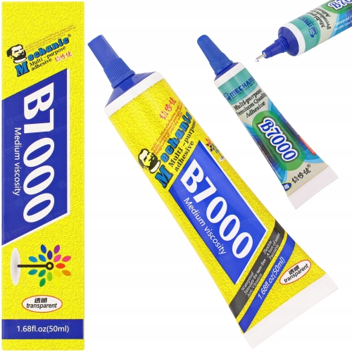 KLEJ MONTAŻOWY B7000 UNIWERSALNY TRANSPARENTNY 50ml + DRUGI B-7000 PREMIUM