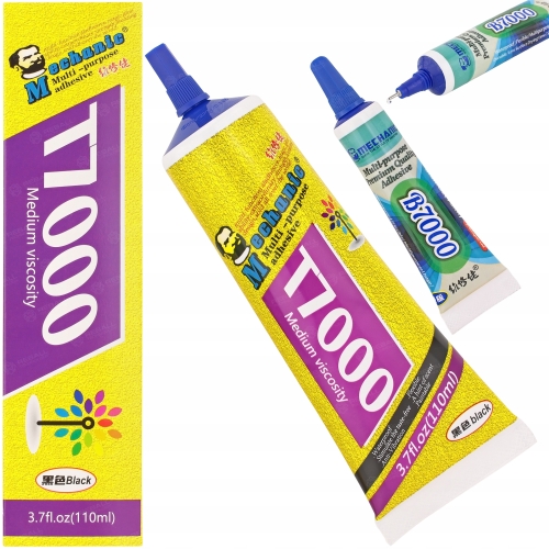 KLEJ MONTAŻOWY T7000 UNIWERSALNY KOLOR CZARNY 110ml + DRUGI B-7000 PREMIUM