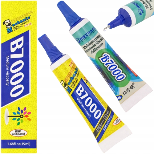 KLEJ MONTAŻONY B7000 UNIWERSALNY TRANSPARENTNY 15ml + DRUGI B-7000 PREMIUM