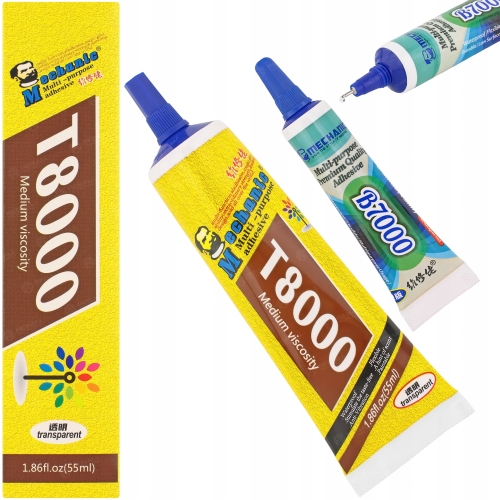 KLEJ MONTAŻOWY T8000 UNIWERSALNY TRANSPARENTNY 55ml + DRUGI B7000 PREMIUM