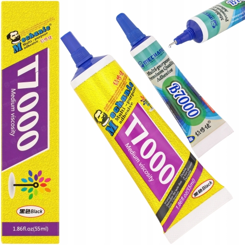 KLEJ MONTAŻOWY T7000 UNIWERSALNY KOLOR CZARNY 55ml + DRUGI B-7000 PREMIUM
