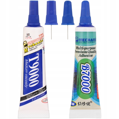 KLEJ MONTAŻOWY T9000 UNIWERSALNY KOLOR BIAŁY 15ml + DRUGI B7000 PREMIUM