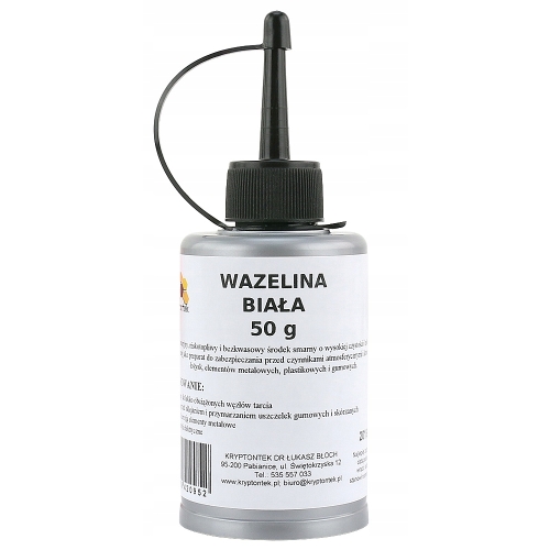 WAZELINA BIAŁA TECHNICZNA 50g OLIWIARKA SMAROWANIE USZCZELEK PASÓW GUMOWYCH