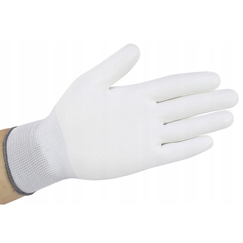 RĘKAWICZKI OCHRONNE ESD S KARBON PU DŁOŃ K.BIAŁY